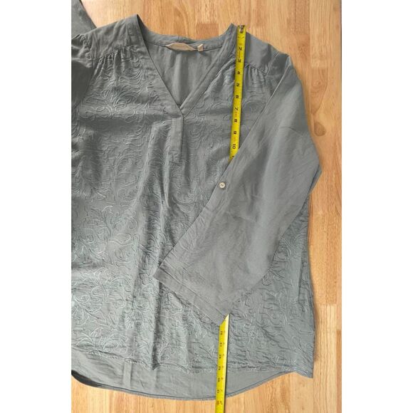 Soft Surroundings Women's Plus Size 1X Blue Tunic Top Embroidered Linen Blend - Picture 6 of 6